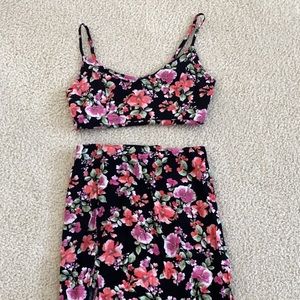 Matching set crop top and skirt